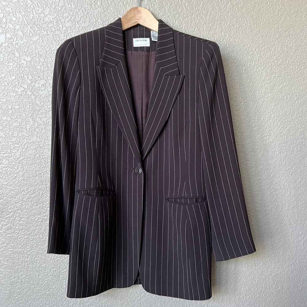 Brown Pinstripe Suit Jacket